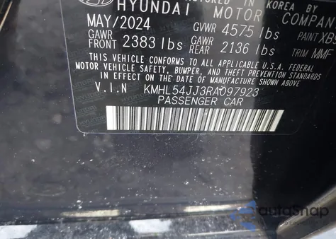 2024 Hyundai Sonata Hybrid Limited z USA, uszkodzony, nr VIN KMHL54JJ3RA097923